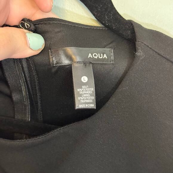 Aqua Mini Bodycon Dress L Black Evening Party Cocktail Cut Out Long Sleeves NWT - Picture 8 of 9